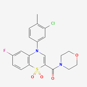 molecular formula C20H18ClFN2O4S B2597448 (4-(3-氯-4-甲基苯基)-6-氟-1,1-二氧化-4H-苯并[b][1,4]噻嗪-2-基)(吗啉代)甲酮 CAS No. 1251671-03-0