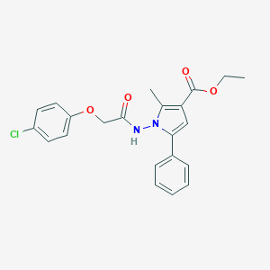 molecular formula C22H21ClN2O4 B259745 Ethyl 1-[[2-(4-chlorophenoxy)acetyl]amino]-2-methyl-5-phenylpyrrole-3-carboxylate 