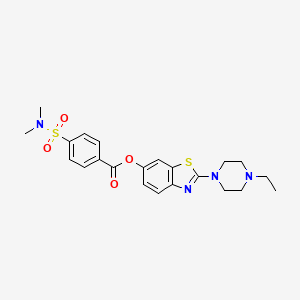 molecular formula C22H26N4O4S2 B2597452 2-(4-ethylpiperazin-1-yl)benzo[d]thiazol-6-yl 4-(N,N-dimethylsulfamoyl)benzoate CAS No. 953134-74-2