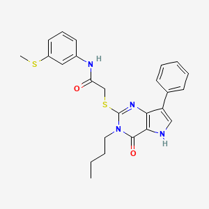 molecular formula C25H26N4O2S2 B2597456 2-[(3-butyl-4-oxo-7-phenyl-4,5-dihydro-3H-pyrrolo[3,2-d]pyrimidin-2-yl)sulfanyl]-N-[3-(methylsulfanyl)phenyl]acetamide CAS No. 1794848-25-1