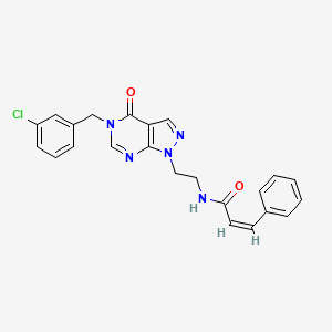 molecular formula C23H20ClN5O2 B2597459 (Z)-N-(2-(5-(3-chlorobenzyl)-4-oxo-4,5-dihydro-1H-pyrazolo[3,4-d]pyrimidin-1-yl)ethyl)-3-phenylacrylamide CAS No. 1006971-64-7