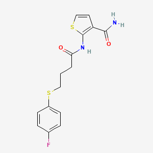 molecular formula C15H15FN2O2S2 B2597461 2-(4-((4-Fluorophenyl)thio)butanamido)thiophene-3-carboxamide CAS No. 941877-92-5