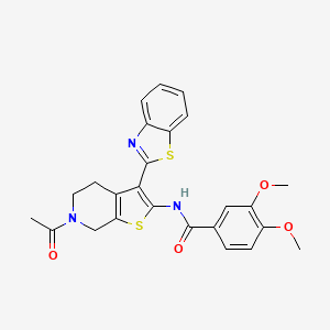 molecular formula C25H23N3O4S2 B2597462 N-(6-acetyl-3-(benzo[d]thiazol-2-yl)-4,5,6,7-tetrahydrothieno[2,3-c]pyridin-2-yl)-3,4-dimethoxybenzamide CAS No. 864859-53-0