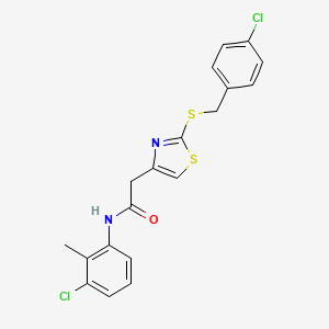 molecular formula C19H16Cl2N2OS2 B2597484 N-(3-chloro-2-methylphenyl)-2-(2-((4-chlorobenzyl)thio)thiazol-4-yl)acetamide CAS No. 953955-62-9