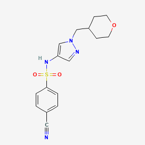 4-cyano-N-(1-((tetrahydro-2H-pyran-4-yl)methyl)-1H-pyrazol-4-yl)benzenesulfonamide