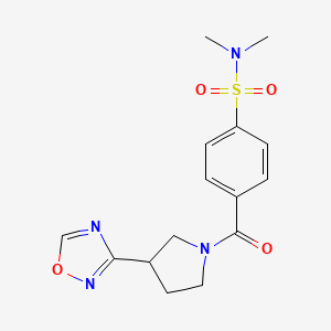 molecular formula C15H18N4O4S B2597488 4-(3-(1,2,4-恶二唑-3-基)吡咯烷-1-羰基)-N,N-二甲基苯磺酰胺 CAS No. 2034276-34-9