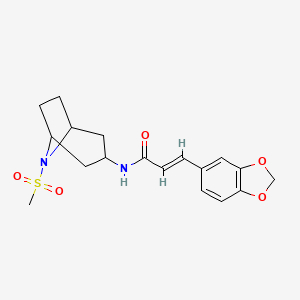 molecular formula C18H22N2O5S B2597492 (E)-3-(benzo[d][1,3]dioxol-5-yl)-N-(8-(methylsulfonyl)-8-azabicyclo[3.2.1]octan-3-yl)acrylamide CAS No. 2034998-06-4