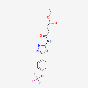 molecular formula C15H14F3N3O5 B2597501 Ethyl 4-oxo-4-((5-(4-(trifluoromethoxy)phenyl)-1,3,4-oxadiazol-2-yl)amino)butanoate CAS No. 1286705-47-2