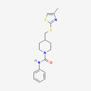 molecular formula C17H21N3OS2 B2597503 4-(((4-methylthiazol-2-yl)thio)methyl)-N-phenylpiperidine-1-carboxamide CAS No. 1421444-90-7
