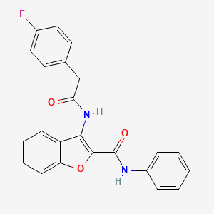 molecular formula C23H17FN2O3 B2597508 3-(2-(4-フルオロフェニル)アセチルアミノ)-N-フェニルベンゾフラン-2-カルボキサミド CAS No. 862829-74-1