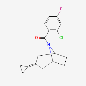 molecular formula C17H17ClFNO B2597514 8-(2-Chloro-4-fluorobenzoyl)-3-cyclopropylidene-8-azabicyclo[3.2.1]octane CAS No. 2189498-18-6