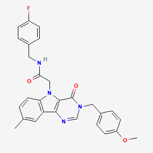 molecular formula C28H25FN4O3 B2597517 N-(4-fluorobencil)-2-(3-(4-metoxibencil)-8-metil-4-oxo-3H-pirimido[5,4-b]indol-5(4H)-il)acetamida CAS No. 1217049-87-0