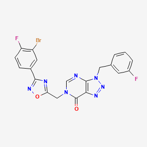 molecular formula C20H12BrF2N7O2 B2597528 6-((3-(3-溴-4-氟苯基)-1,2,4-恶二唑-5-基)甲基)-3-(3-氟苄基)-3H-[1,2,3]三唑并[4,5-d]嘧啶-7(6H)-酮 CAS No. 1223979-44-9