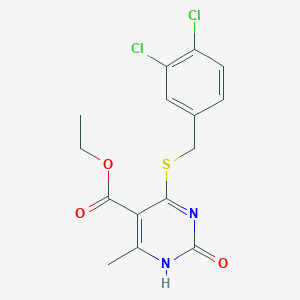molecular formula C15H14Cl2N2O3S B2597534 4-[(3,4-二氯苯基)甲基硫代基]-6-甲基-2-氧代-1H-嘧啶-5-羧酸乙酯 CAS No. 899983-45-0
