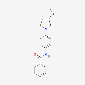 molecular formula C18H24N2O2 B2597537 N-(4-(3-methoxypyrrolidin-1-yl)phenyl)cyclohex-3-enecarboxamide CAS No. 1797888-11-9