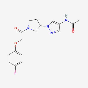 molecular formula C17H19FN4O3 B2597542 N-[1-[1-[2-(4-Fluorophenoxy)acetyl]pyrrolidin-3-yl]pyrazol-4-yl]acetamide CAS No. 2415520-01-1