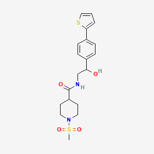 molecular formula C19H24N2O4S2 B2597544 N-[2-Hydroxy-2-(4-thiophen-2-ylphenyl)ethyl]-1-methylsulfonylpiperidine-4-carboxamide CAS No. 2380178-96-9