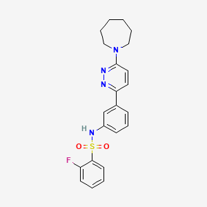molecular formula C22H23FN4O2S B2597552 N-[3-[6-(azepan-1-yl)pyridazin-3-yl]phenyl]-2-氟苯磺酰胺 CAS No. 904822-75-9