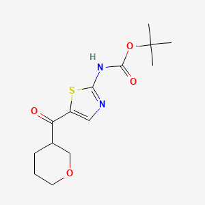 molecular formula C14H20N2O4S B2597556 N-(5-(oxan-3-ylcarbonyl)-1,3-thiazol-2-yl)tert-butylcarbamate CAS No. 2171917-82-9