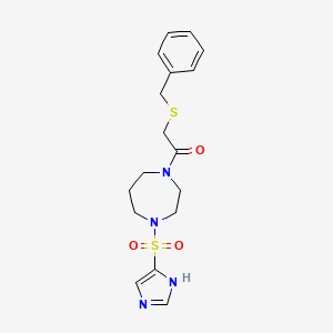 molecular formula C17H22N4O3S2 B2597560 1-(4-((1H-咪唑-4-基)磺酰基)-1,4-二氮杂环戊烷-1-基)-2-(苄硫基)乙酮 CAS No. 1903669-80-6