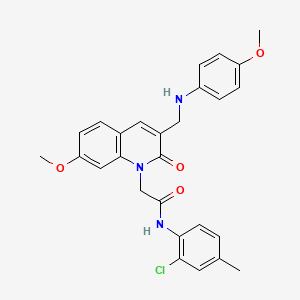 molecular formula C27H26ClN3O4 B2597567 N-(2-氯-4-甲基苯基)-2-(7-甲氧基-3-(((4-甲氧基苯基)氨基)甲基)-2-氧代喹啉-1(2H)-基)乙酰胺 CAS No. 893788-74-4