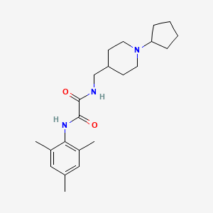 molecular formula C22H33N3O2 B2597579 N1-((1-Cyclopentylpiperidin-4-yl)methyl)-N2-Mesityloxalamid CAS No. 953248-64-1