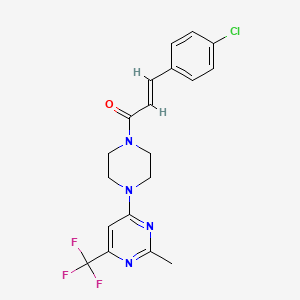molecular formula C19H18ClF3N4O B2597581 4-{4-[(2E)-3-(4-chlorophenyl)prop-2-enoyl]piperazin-1-yl}-2-methyl-6-(trifluoromethyl)pyrimidine CAS No. 2035006-94-9