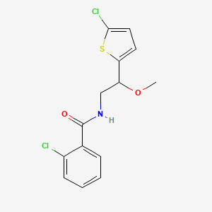 molecular formula C14H13Cl2NO2S B2597582 2-chloro-N-(2-(5-chlorothiophen-2-yl)-2-methoxyethyl)benzamide CAS No. 2034412-00-3