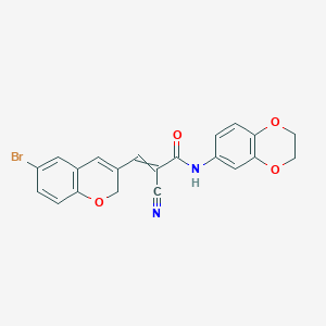 3-(6-bromo-2H-chromen-3-yl)-2-cyano-N-(2,3-dihydro-1,4-benzodioxin-6-yl)prop-2-enamide