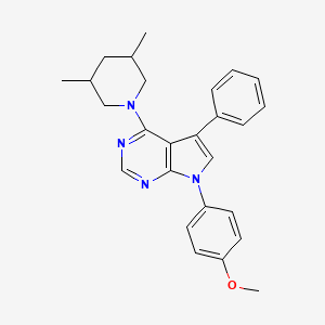 molecular formula C26H28N4O B2597594 4-(3,5-二甲基哌啶-1-基)-7-(4-甲氧基苯基)-5-苯基-7H-吡咯并[2,3-d]嘧啶 CAS No. 477236-33-2