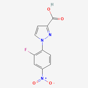 molecular formula C10H6FN3O4 B2597604 1-(2-フルオロ-4-ニトロフェニル)-1H-ピラゾール-3-カルボン酸 CAS No. 1006442-88-1