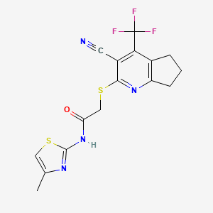 molecular formula C16H13F3N4OS2 B2597605 Irestatin 9389 CAS No. 626221-47-4