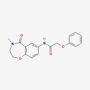 molecular formula C18H18N2O4 B2597606 N-(4-methyl-5-oxo-2,3,4,5-tetrahydrobenzo[f][1,4]oxazepin-7-yl)-2-phenoxyacetamide CAS No. 922053-91-6