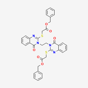 molecular formula C36H30N4O6S2 B2597607 二苄基2,2'-((3,3'-(乙烷-1,2-二基)双(4-氧代-3,4-二氢喹唑啉-3,2-二基))双(硫二亚基))二乙酸酯 CAS No. 689771-96-8