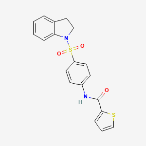 molecular formula C19H16N2O3S2 B2597617 N-[4-(2,3-dihydro-1H-indol-1-ylsulfonyl)phenyl]-2-thiophenecarboxamide CAS No. 314764-21-1