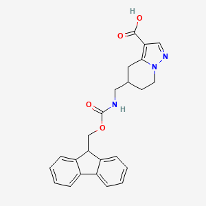 molecular formula C24H23N3O4 B2597627 5-[{[(9H-芴-9-基)甲氧基]羰基}氨基)甲基]-4H,5H,6H,7H-吡唑并[1,5-a]吡啶-3-羧酸 CAS No. 2091446-70-5