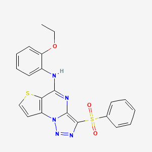 molecular formula C21H17N5O3S2 B2597635 N-(2-ethoxyphenyl)-3-(phenylsulfonyl)thieno[2,3-e][1,2,3]triazolo[1,5-a]pyrimidin-5-amine CAS No. 892731-43-0
