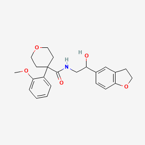 molecular formula C23H27NO5 B2597645 N-(2-(2,3-dihydrobenzofuran-5-yl)-2-hydroxyethyl)-4-(2-methoxyphenyl)tetrahydro-2H-pyran-4-carboxamide CAS No. 1421494-67-8