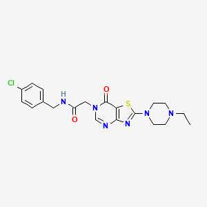 molecular formula C20H23ClN6O2S B2597656 N-(4-chlorobenzyl)-2-(2-(4-ethylpiperazin-1-yl)-7-oxothiazolo[4,5-d]pyrimidin-6(7H)-yl)acetamide CAS No. 951553-28-9