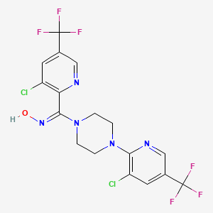 molecular formula C17H13Cl2F6N5O B2597659 [3-Chloro-5-(trifluoromethyl)-2-pyridinyl]{4-[3-chloro-5-(trifluoromethyl)-2-pyridinyl]piperazino}methanone oxime CAS No. 320420-34-6