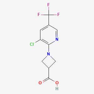 molecular formula C10H8ClF3N2O2 B2597661 1-(3-氯-5-(三氟甲基)吡啶-2-基)氮杂环丁烷-3-羧酸 CAS No. 1408103-81-0