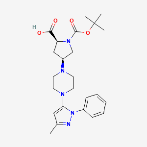 (2S,4S)-1-(tert-Butoxycarbonyl)-4-(4-(3-methyl-1-phenyl-1H-pyrazol-5-yl)piperazin-1-yl)pyrrolidine-2-carboxylic acid