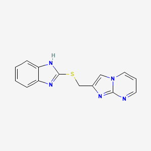 molecular formula C14H11N5S B2597671 2-(((1H-benzo[d]imidazol-2-yl)thio)methyl)imidazo[1,2-a]pyrimidine CAS No. 302584-01-6
