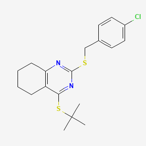 molecular formula C19H23ClN2S2 B2597672 Tert-butyl 2-[(4-chlorobenzyl)sulfanyl]-5,6,7,8-tetrahydro-4-quinazolinyl sulfide CAS No. 339019-15-7