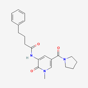 N-(1-methyl-2-oxo-5-(pyrrolidine-1-carbonyl)-1,2-dihydropyridin-3-yl)-4-phenylbutanamide