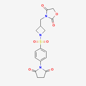 molecular formula C17H17N3O7S B2597685 3-((1-((4-(2,5-Dioxopyrrolidin-1-yl)phenyl)sulfonyl)azetidin-3-yl)methyl)oxazolidine-2,4-dione CAS No. 2034524-62-2