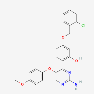 2-(2-Amino-5-(4-methoxyphenoxy)pyrimidin-4-yl)-5-((2-chlorobenzyl)oxy)phenol
