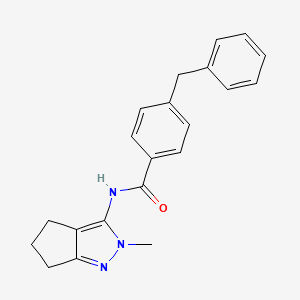 molecular formula C21H21N3O B2597693 4-benzyl-N-(2-methyl-2,4,5,6-tetrahydrocyclopenta[c]pyrazol-3-yl)benzamide CAS No. 1105221-67-7