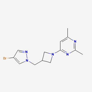 4-[3-[(4-Bromopyrazol-1-yl)methyl]azetidin-1-yl]-2,6-dimethylpyrimidine