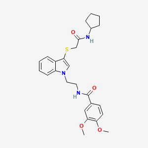 molecular formula C26H31N3O4S B2597704 N-(2-(3-((2-(cyclopentylamino)-2-oxoethyl)thio)-1H-indol-1-yl)ethyl)-3,4-dimethoxybenzamide CAS No. 851715-48-5